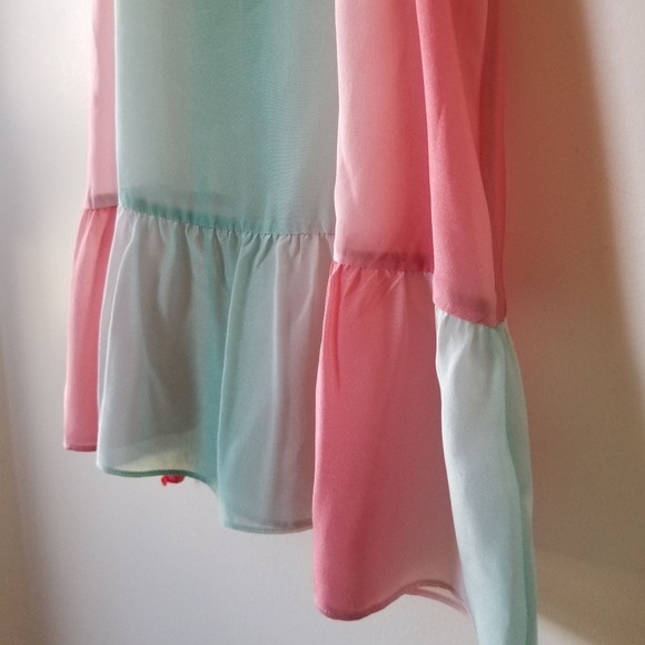 PARKER Ombre Stripe Rainbow High Neck 100% Silk Top - Picture 11 of 15